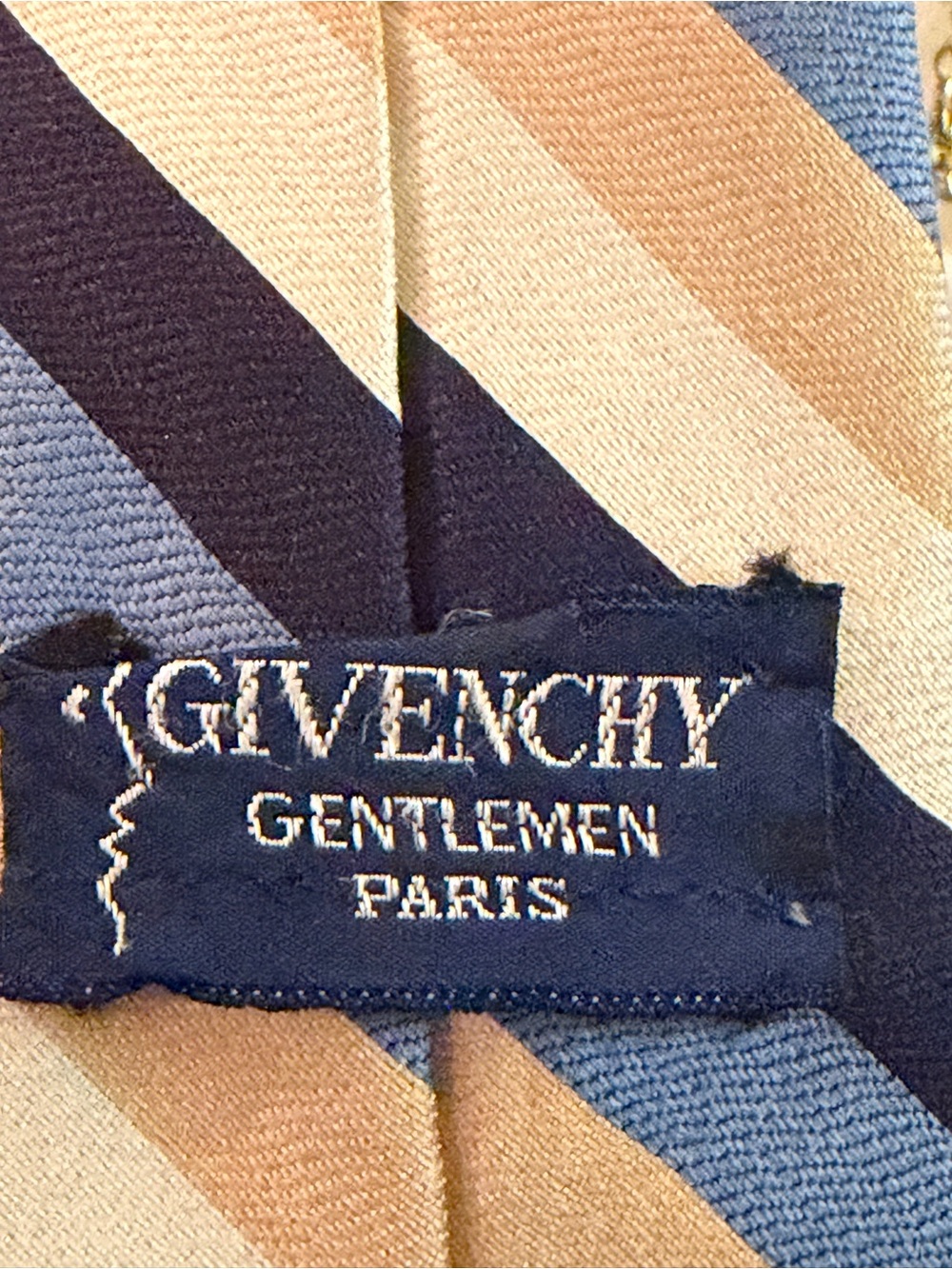 Givenchy Striped Silk Tie Necklace Accent in Navy, Light Blue & Gold - Picture 7 of 8